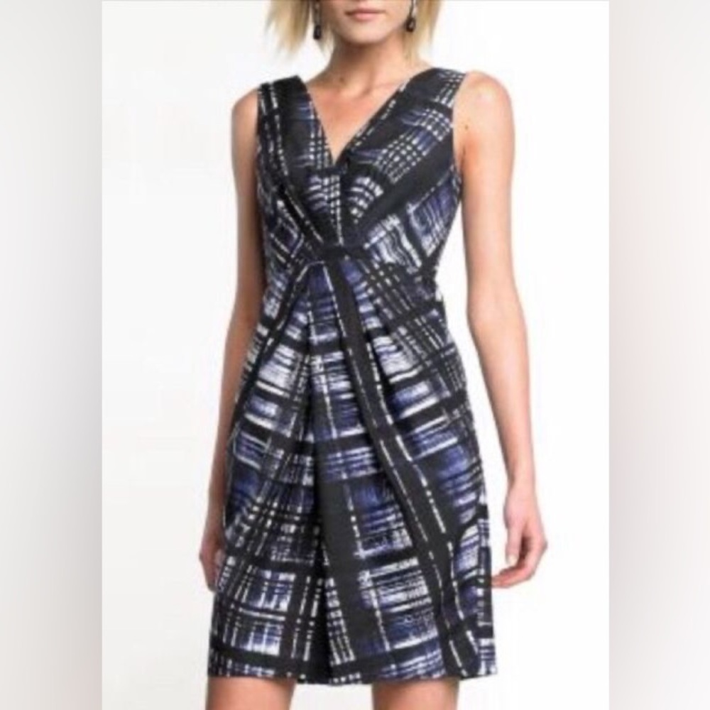 Banana Republic Black White and Indigo Blue Dress
